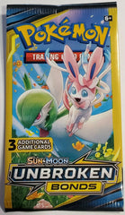 POKEMON Unbroken Bonds Sun & Moon 3 card BOOSTER PACK