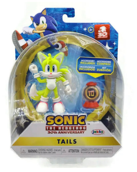 Jakks Pacific Sonic The Hedgehog Neon Tails with Super Ring Action Fig ...